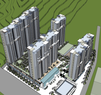 现代高层住宅鸟瞰规划su模型