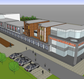 现代商业街su模型