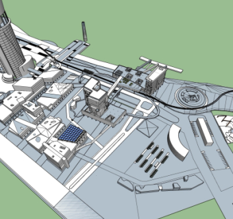 现代办公楼鸟瞰规划su模型