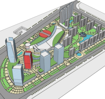 现代城市全景su模型