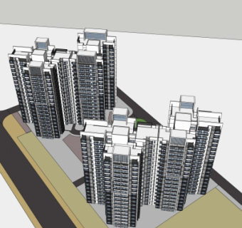 现代高层住宅鸟瞰规划su模型