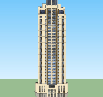 新古典高层公寓楼su模型