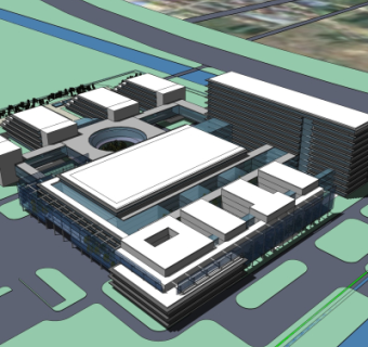 现代办公楼鸟瞰规划su模型