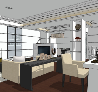 现代客厅su模型