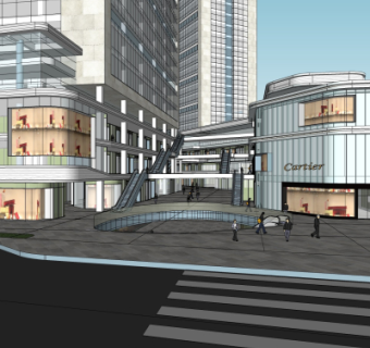 现代商业街su模型