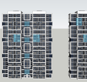中式高层住宅外观su模型