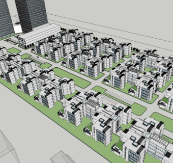 现代高层住宅鸟瞰规划su模型