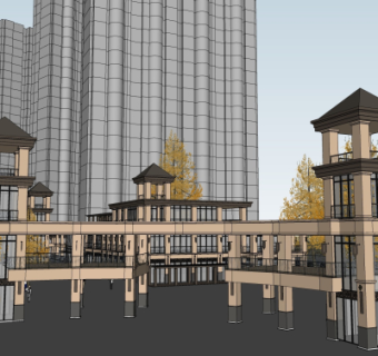 现代商业街su模型