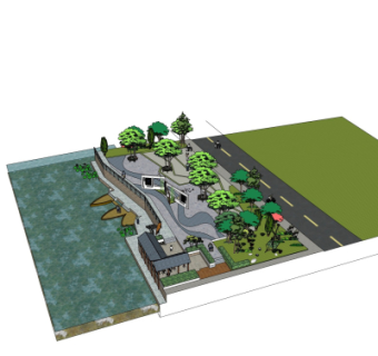 中式园林景观鸟瞰规划su模型