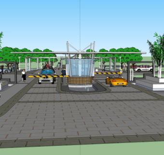 现代住宅小区入口免费su模型