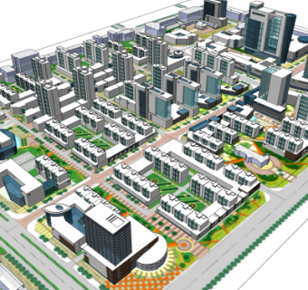 现代高层住宅鸟瞰规划su模型