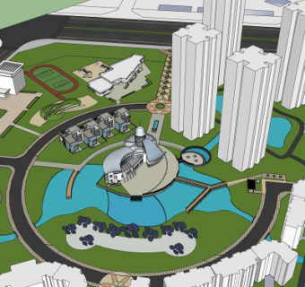 现代高层住宅鸟瞰规划su模型