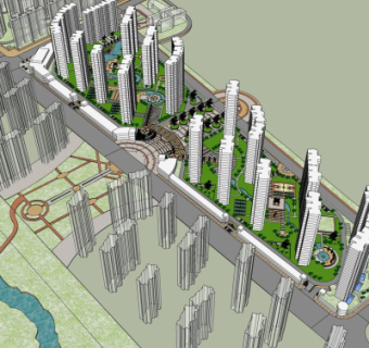 现代高层住宅鸟瞰规划su模型