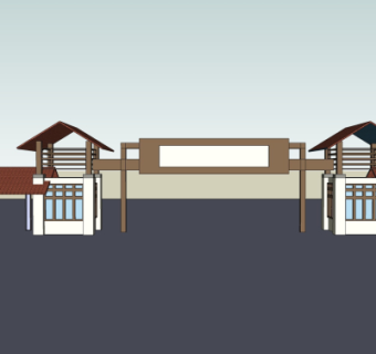 欧式门头构件su模型