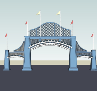 现代门头门面su模型