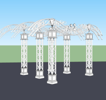 欧式铁艺廊架免费su模型