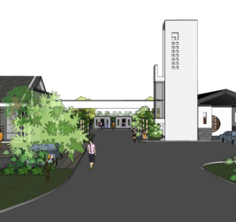 新中式门头免费su模型