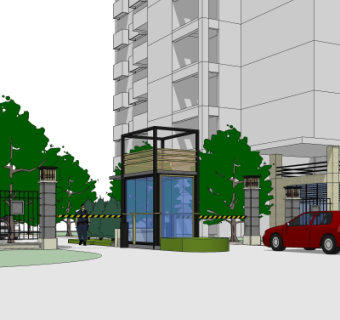 现代小区大门免费su模型