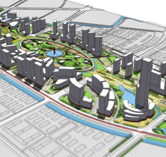 现代城市全景su模型