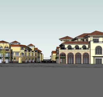 欧式商业街su模型