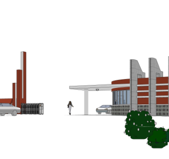 现代门头门面su模型