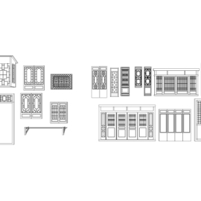中式隔扇门窗户su模型