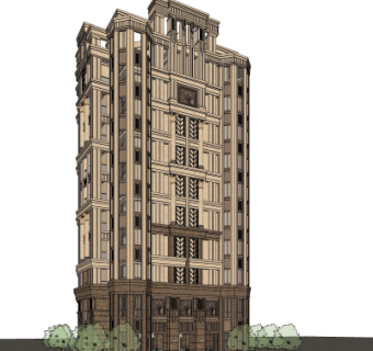 新古典高层公寓楼su模型