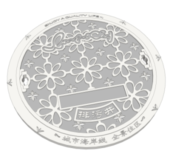 现代雕花排污井盖su模型