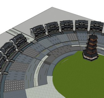 中式房屋规划su模型