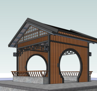 新中式凉亭su模型