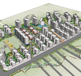 现代小区规划su模型