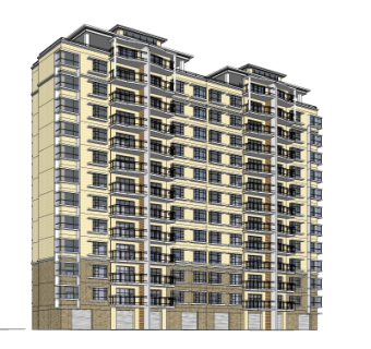 简欧公寓楼su模型