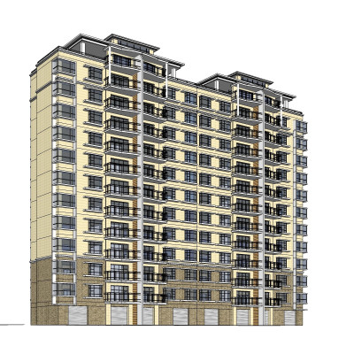 简欧公寓楼su模型