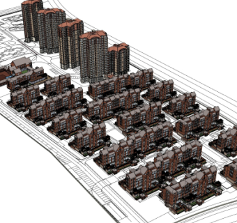 欧式小区规划su模型