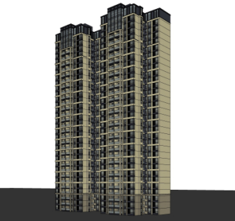 新古典高层公寓楼su模型