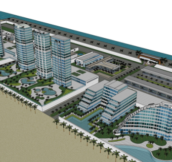 现代商业区规划su模型