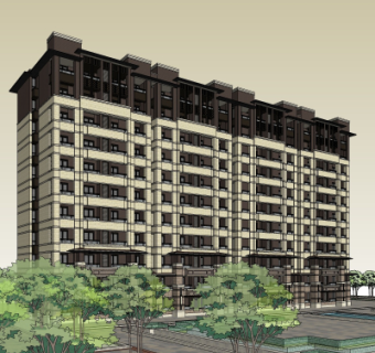 新古典公寓楼su模型