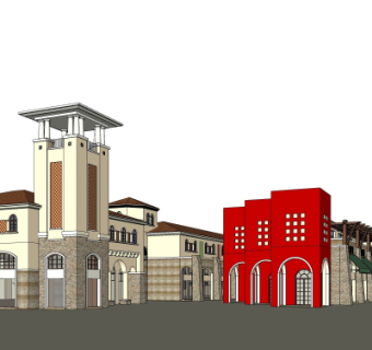 欧式商业街su模型