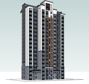 新中式公寓楼su模型