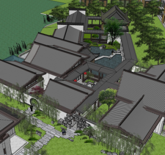 中式房屋建筑su模型