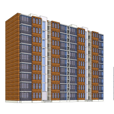 现代多层公寓楼su模型