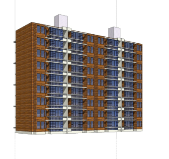 现代多层公寓楼su模型