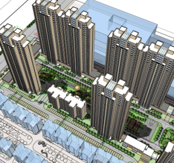现代高层公寓楼su模型