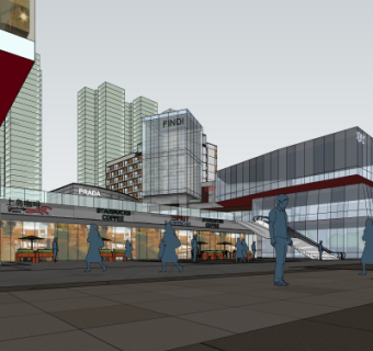 现代沿街商业建筑su模型