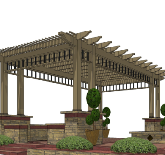 现代廊架su模型