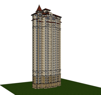 欧式高层公寓楼su模型