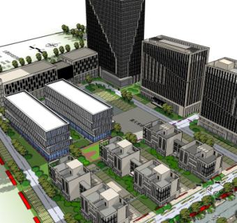 现代办公楼su模型