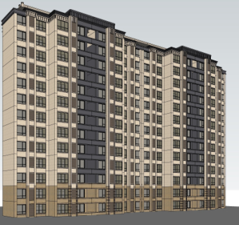 新古典高层公寓楼su模型