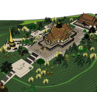 中式建筑外观su模型