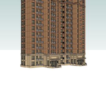 新古典高层公寓楼su模型